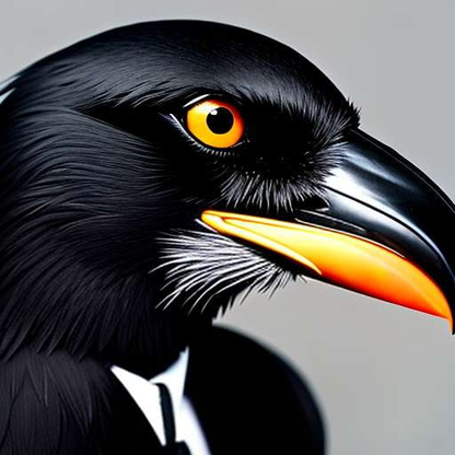 Crow in Suit and Tie Midjourney Prompt - Customizable Text-to-Image Model - Socialdraft