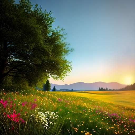 Meadow Landscape - Customizable Midjourney Prompt for Stunning Nature Art - Socialdraft