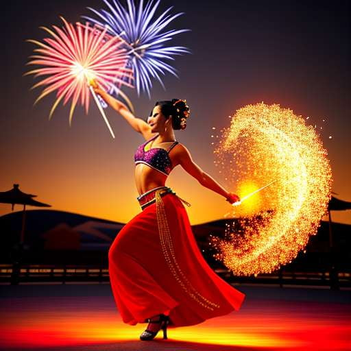 "Japanese Fireworks Belly Dance" Midjourney Image Prompt - Socialdraft