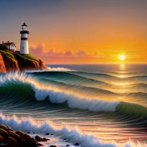 "Sunset at the Lighthouse" Midjourney Prompt - Customizable Text-to-Image Creation - Socialdraft
