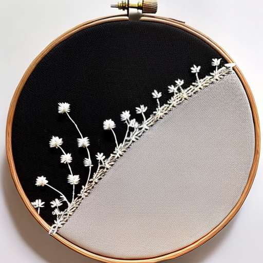 Black and White Embroidered Hoop Wall Art Midjourney Prompt - Socialdraft
