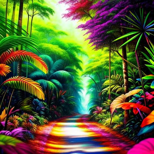 "Rainbow Jungle" Midjourney Prompt - Custom Text-to-Image Art Creation - Socialdraft