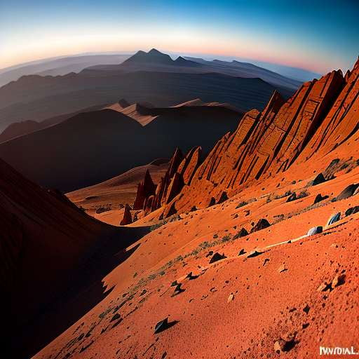 "Martian Mountain Climbing" Midjourney Prompt: Create your own otherworldly adventure - Socialdraft