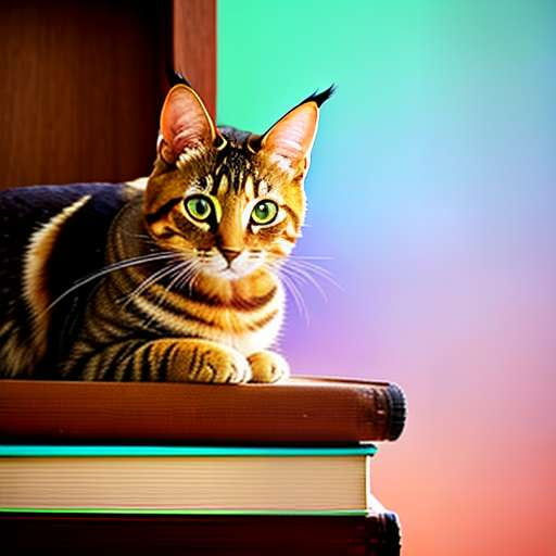 Toyger Cat on Bookshelf Midjourney Prompt - Socialdraft