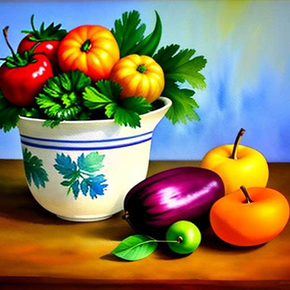 Impressionist Fruit and Veggie Still-Life Prompt | Midjourney Image Generation - Socialdraft