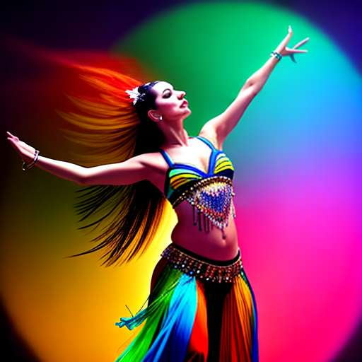 American Fusion Belly Dancing Midjourney Prompt in Vibrant Colors - Socialdraft