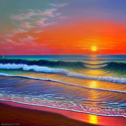 Beach Sunrise Midjourney Prompt - Customizable Digital Art Creation - Socialdraft