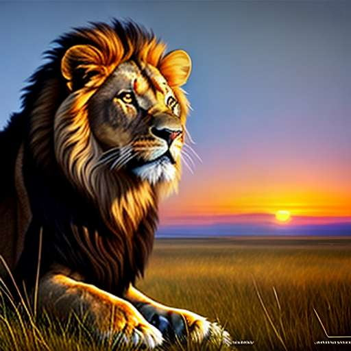 Lion in the Grass Midjourney Prompt: Create Your Own Majestic Wildlife Art - Socialdraft