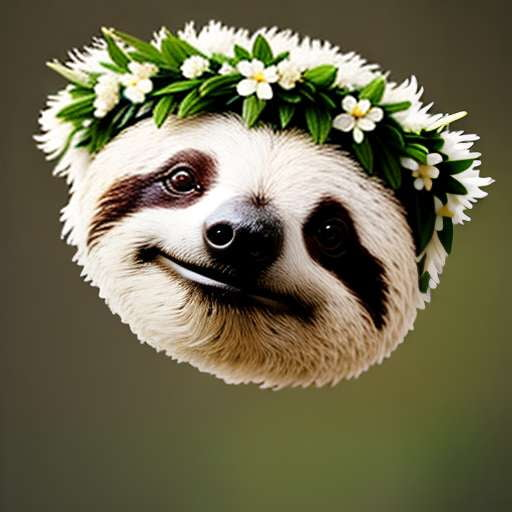 Sloth Flower Crown Midjourney Prompt - Customizable Animal Art - Socialdraft