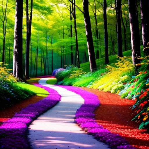 Rainbow Forest Path Custom Midjourney Prompt - Text to Image Model for Creative Art Projects - Socialdraft