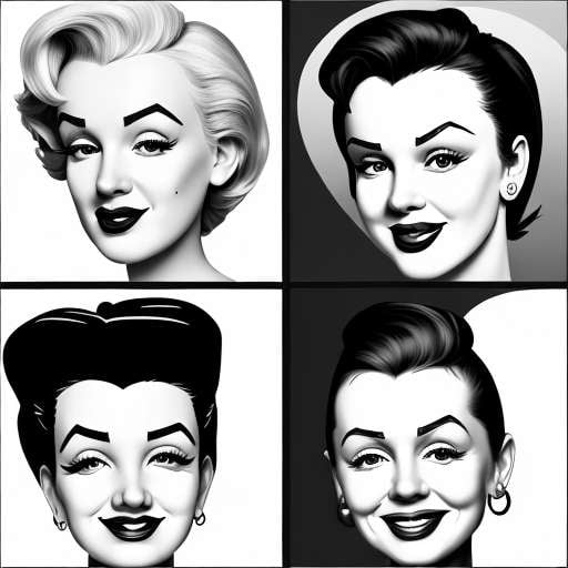 Celebrity Caricatures in Black and White Style for Midjourney Creation - Socialdraft