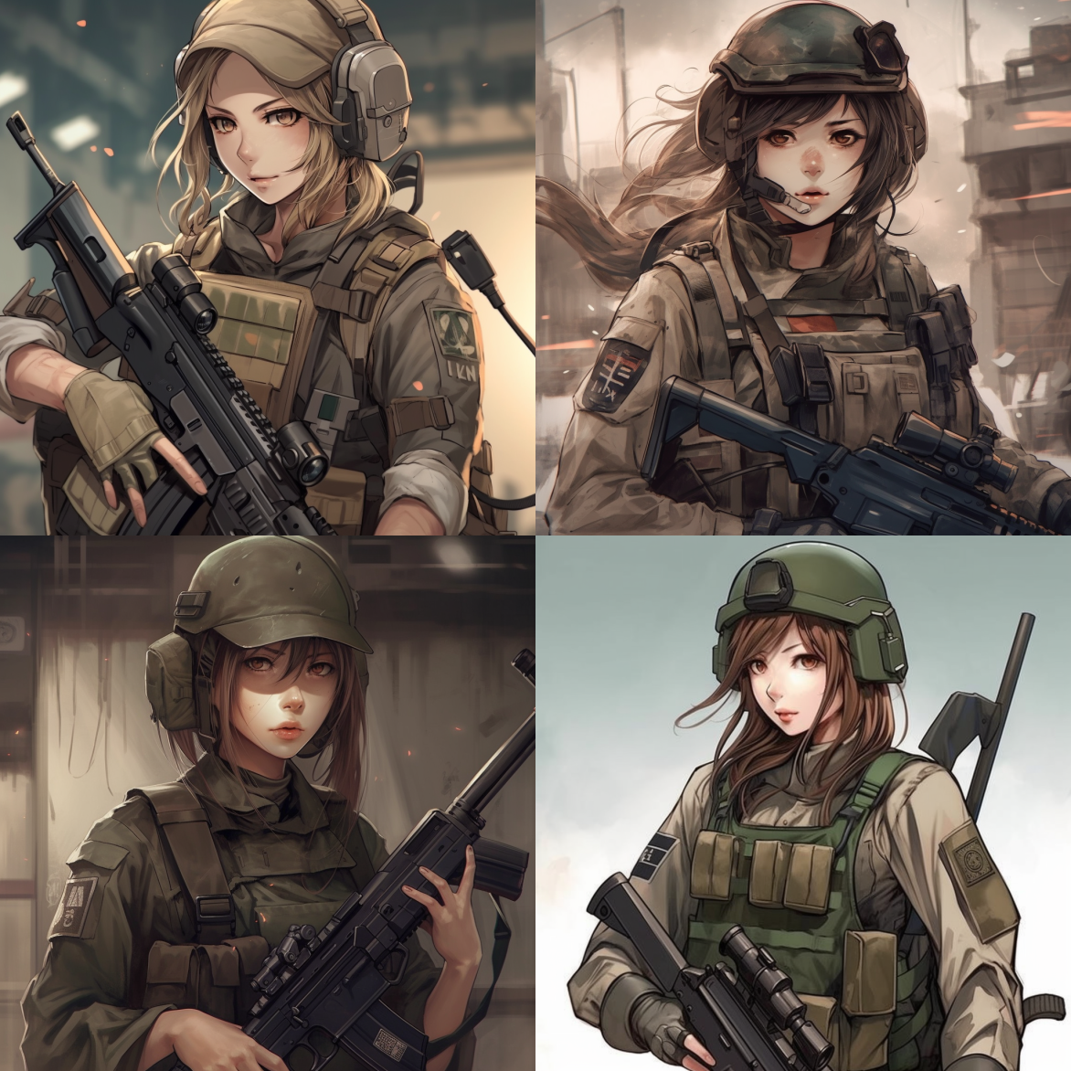 Anime female slovak soldier on Craiyon